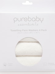Purebaby White Towelling Face Washers 4 Pack - Image 3 of 4