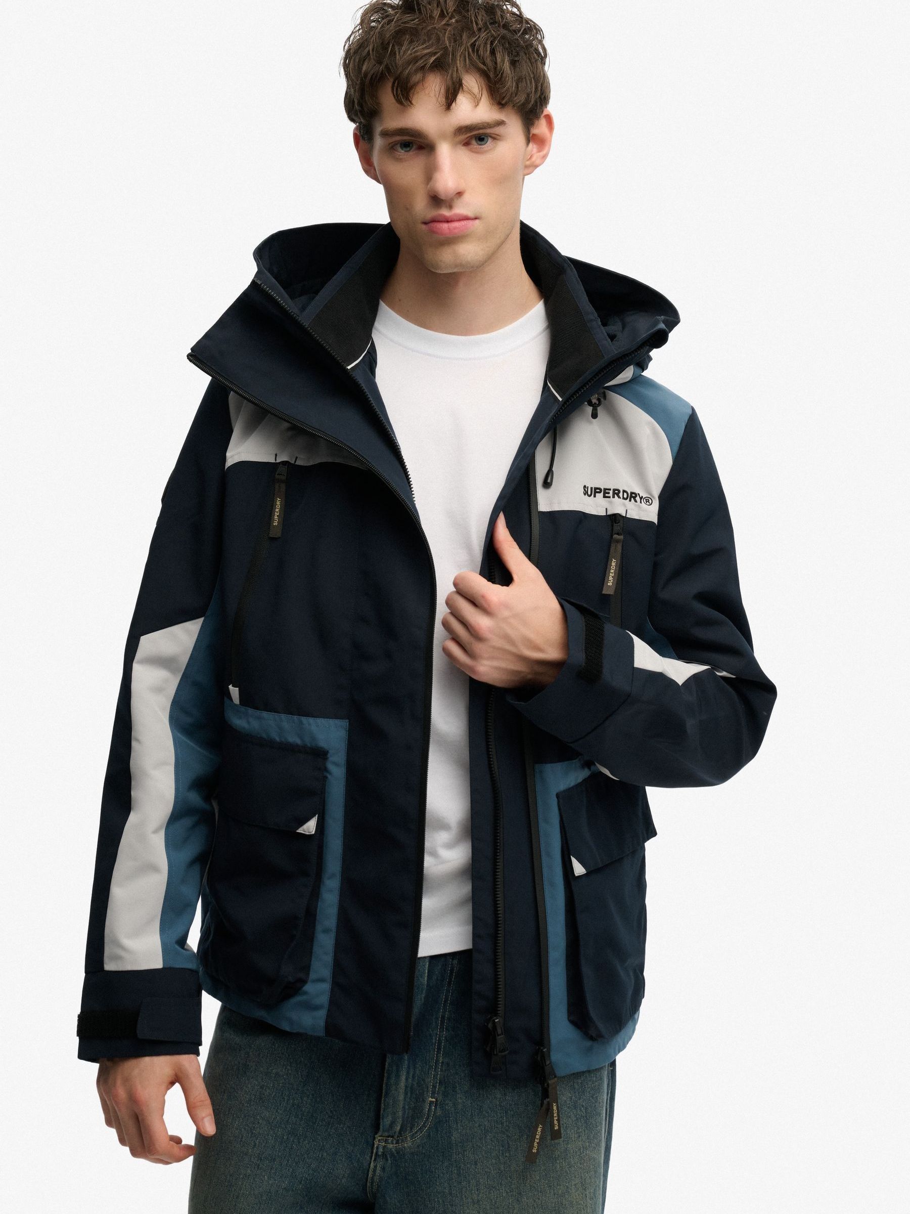 Buy Superdry Blue Hood Colour Block Windbreaker from Next USA