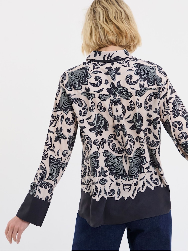 JD Williams Blue Placement Print Shirt - Image 2 of 4