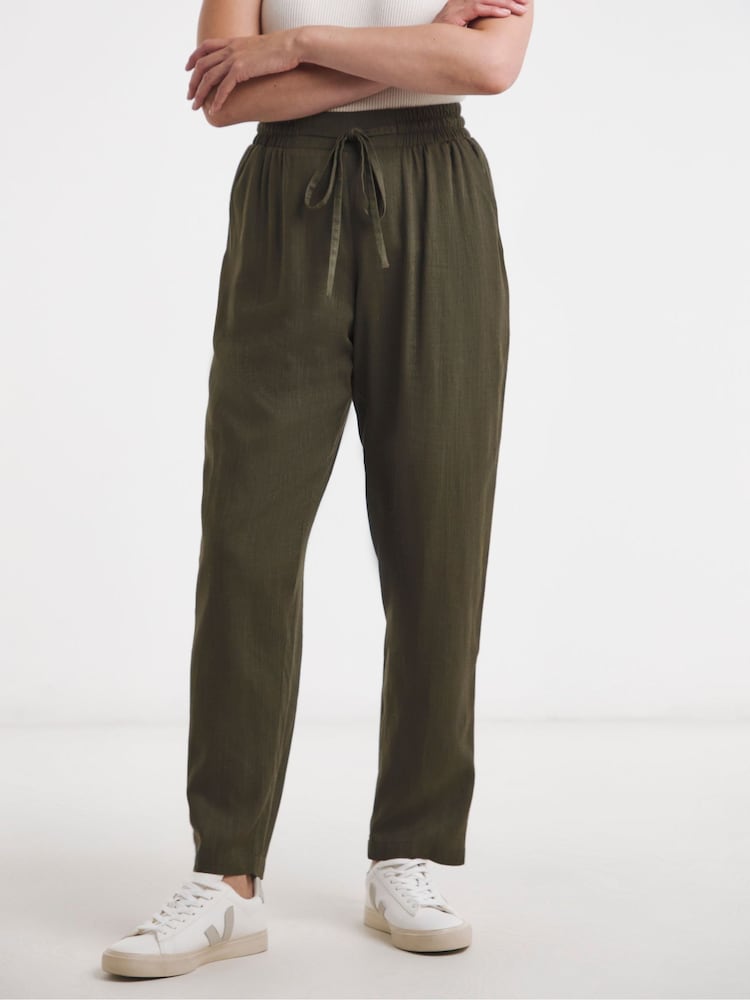 JD Williams Green Linen Mix Tapered Trousers - Image 2 of 4