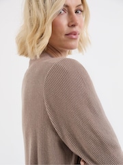 JD Williams Brown Soft Touch Ribbed Cardigan - Image 4 of 4