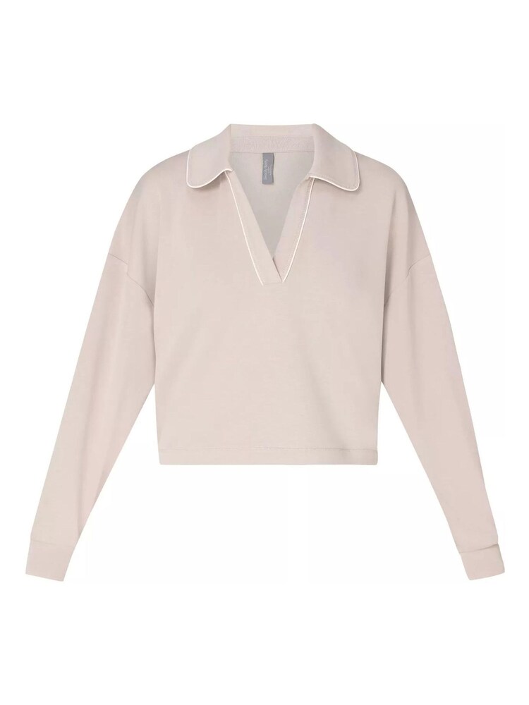 Sweaty Betty Cream Sand Wash Crop Henley Sweatshirt - Image 1 of 1