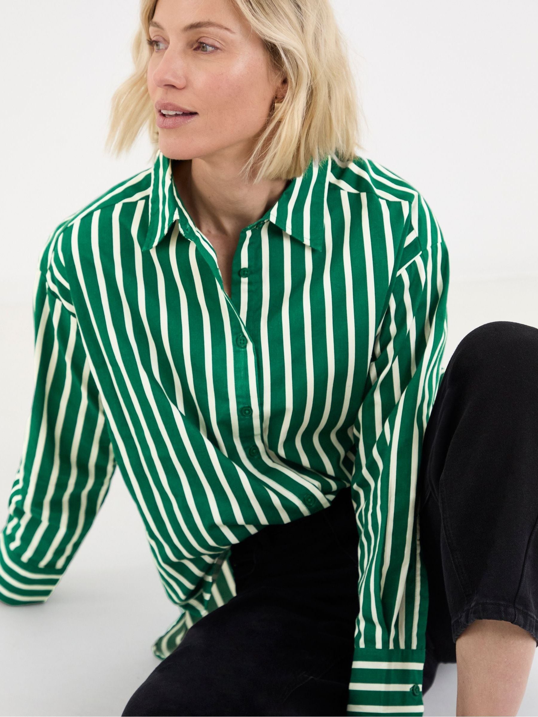 Buy JD Williams Green Bold Stripe Oversized Shirt from Next USA
