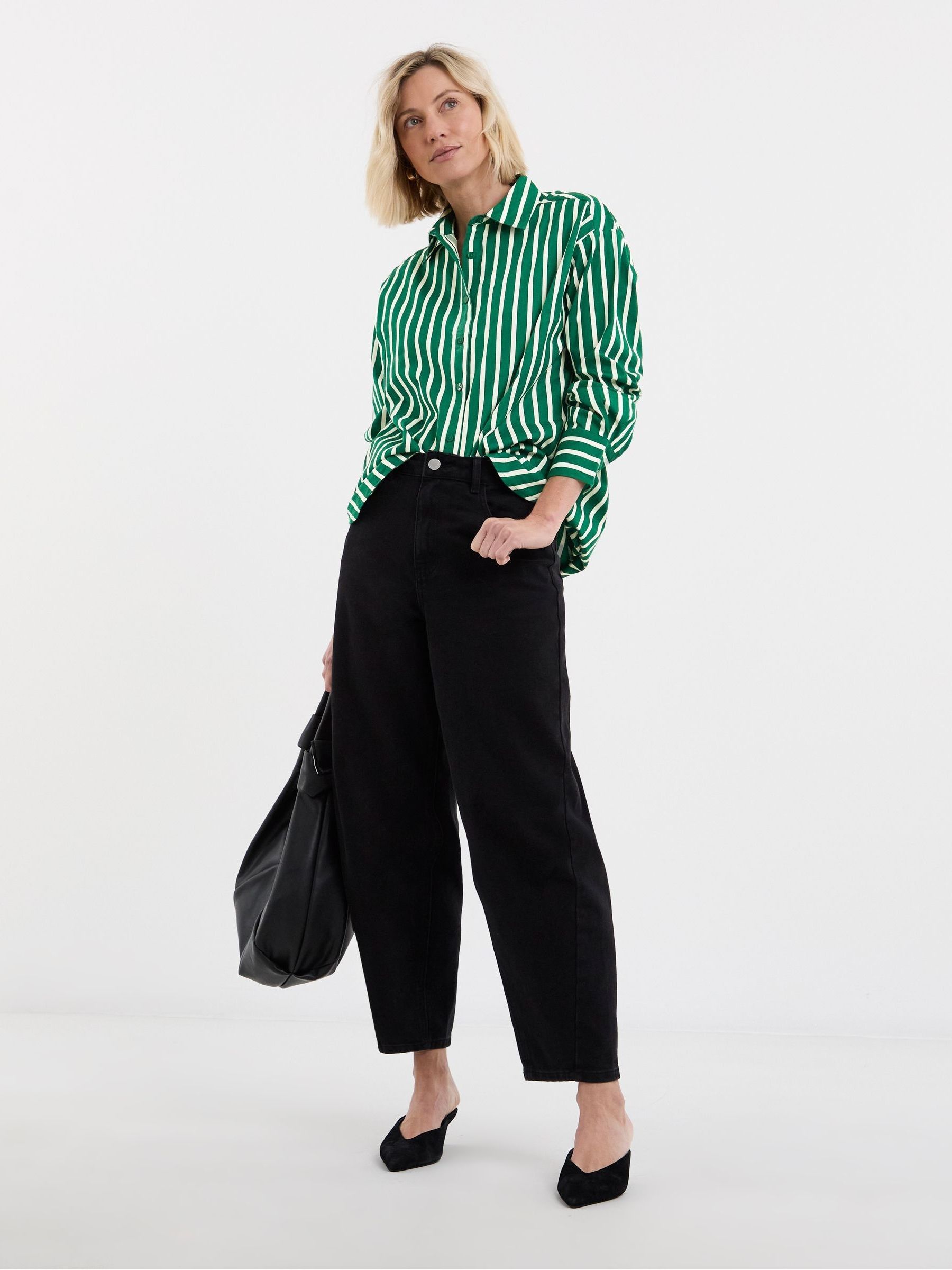 Buy JD Williams Green Bold Stripe Oversized Shirt from Next USA