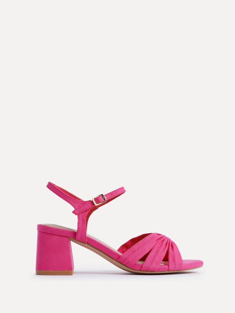 Linzi Pink Broadway Ruched Front Strap Heeled Sandals - Image 2 of 5 Linzi Pink Broadway Ruched Front Strap Heeled Sandals - Image 2 of 5