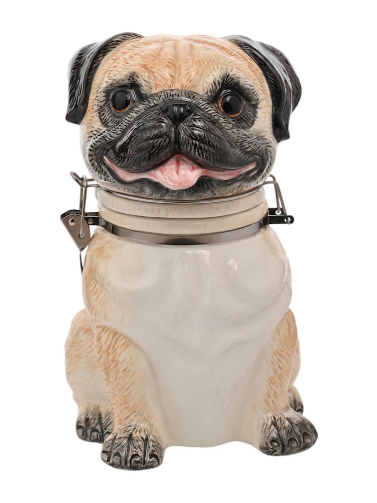 Widdop White Pug Biscuit Barrel - Image 1 of 2