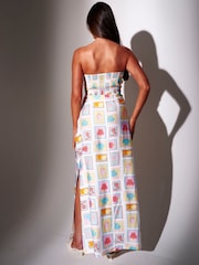 South Beach White Postcard Printed Bandeau Maxi Dress - Image 2 of 6
