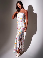 South Beach White Postcard Printed Bandeau Maxi Dress - Image 4 of 6