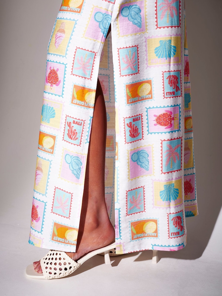 South Beach White Postcard Printed Bandeau Maxi Dress - Image 6 of 6