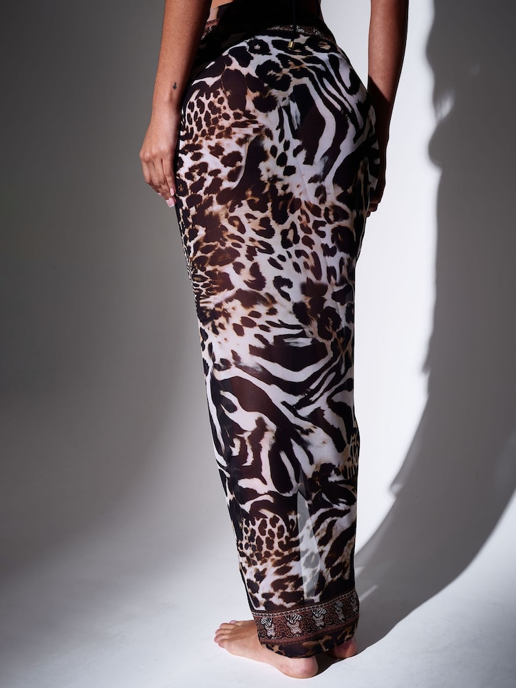 Multi - South Beach Swirl Printed Sheer Sarong - Imagen 2 de 4