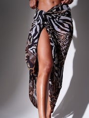 Multi - South Beach Swirl Printed Sheer Sarong - Imagen 3 de 4