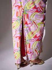 South Beach Pink Retro Printed Sequin Strappy Maxi Dress - Image 5 of 5