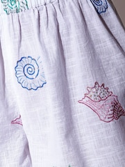 South Beach White Sequin Seashell Embroidered Beach Shorts - Image 5 of 5