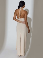 South Beach Natural Knitted Sash Tie Maxi Dress - Image 2 of 6