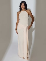 South Beach Natural Knitted Sash Tie Maxi Dress - Image 5 of 6