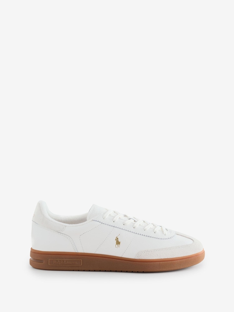Polo Ralph Lauren White Bedford Leather Suede Trainers - Image 1 of 1