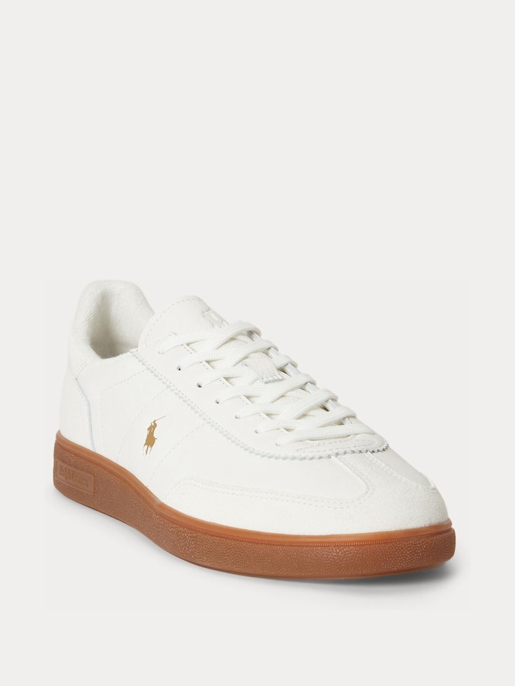 Polo Ralph Lauren White Bedford Leather Suede Trainers - Image 2 of 4