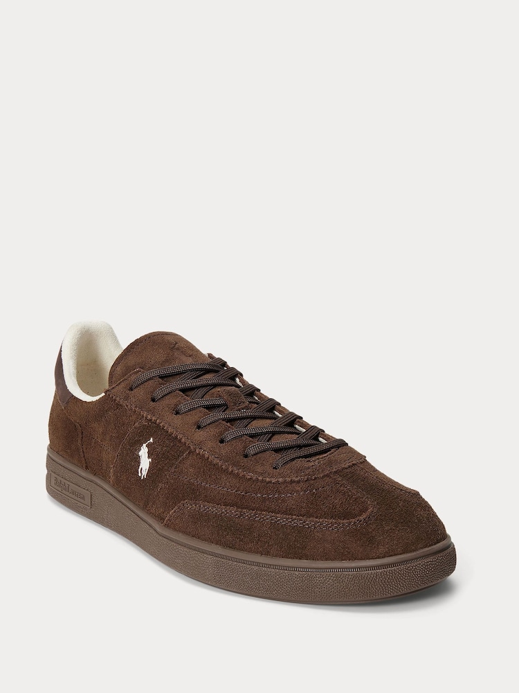 Polo Ralph Lauren Brown Bedford Leather Suede Trainers - Image 2 of 4
