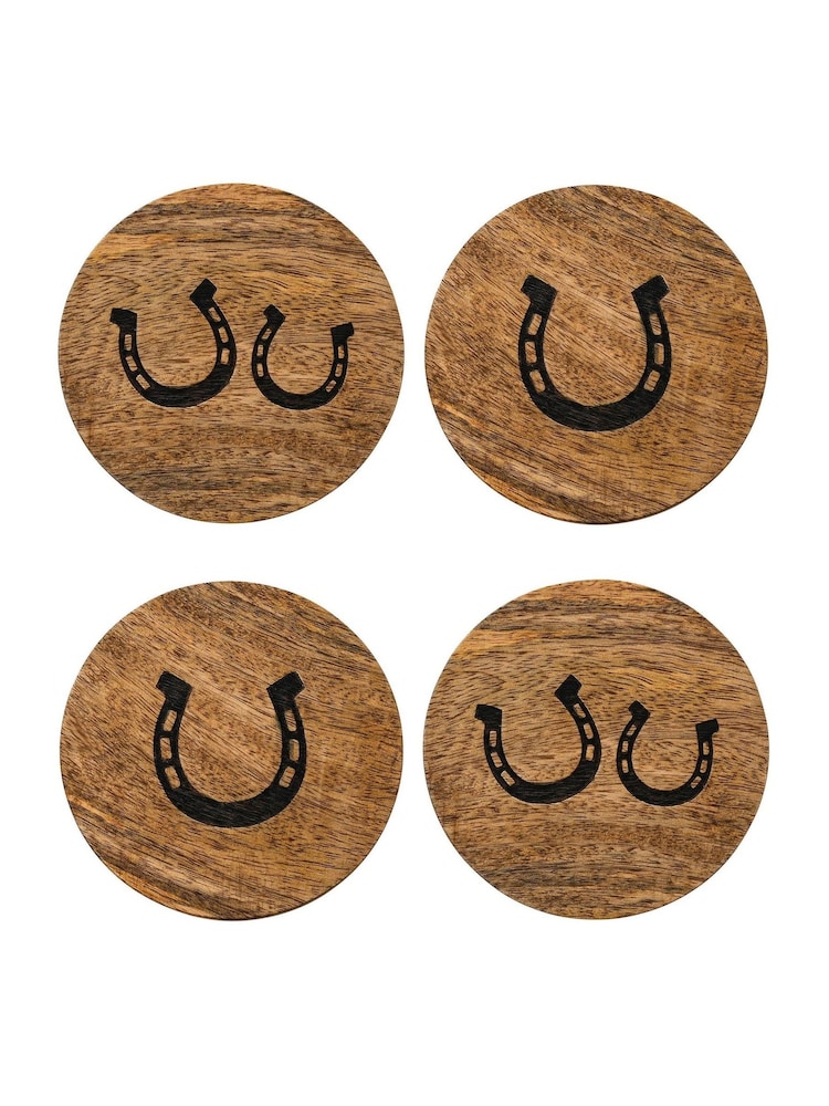 Widdop Brown Set of 4 Mango Wood Horseshoe Coasters - Image 3 of 3 Widdop Brown Set of 4 Mango Wood Horseshoe Coasters - Image 3 of 3