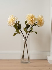 Scottish Everlastings Ltd Cream Artificial Dalia Flower Stems 3 Pack - Image 1 of 3