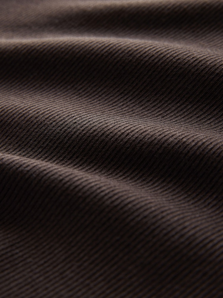 The Set 3 Pack Ribbed V-Neck T-Shirts Black/Chocolate Brown/White - Image 6 of 6