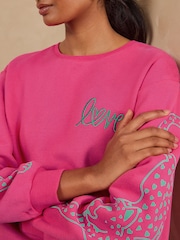 Love & Roses Pink Cheetah Sleeve Jersey Sweatshirt - Image 2 of 4