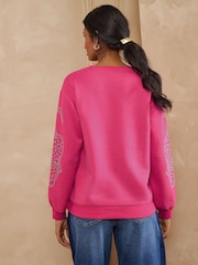 Love & Roses Pink Cheetah Sleeve Jersey Sweatshirt - Image 4 of 4