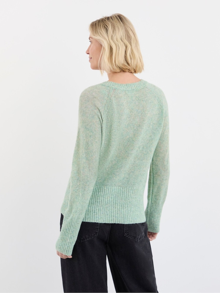 JD Williams Green Sheer V-Neck Jumper - Image 2 of 4