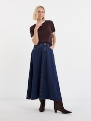 JD Williams Contrast Tipping Half Sleeve Knitted T-Shirt - Imaginea 3 din 4