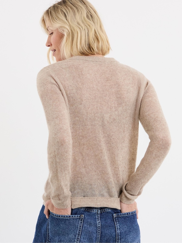 JD Williams Nude Sheer Crew Neck Cardigan - Image 2 of 4