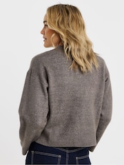 JD Williams Brown Wide Sleeve V-Neck Cardigan - Image 2 of 4