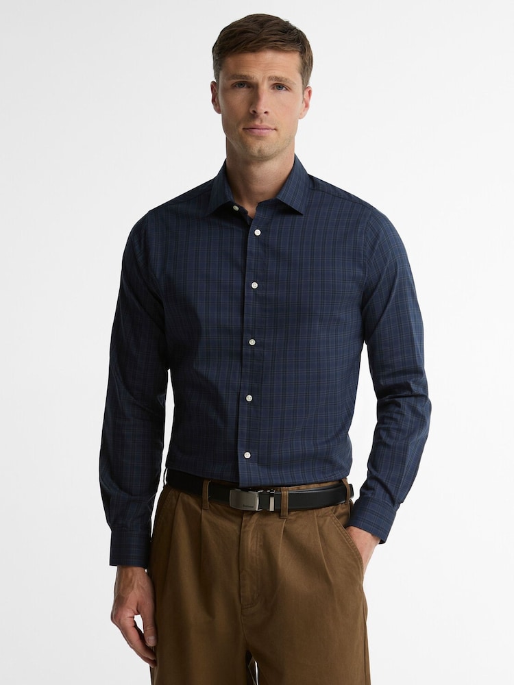 Barbour® Navy Harleton Tailored Tartan Shirt - Image 1 of 5 Barbour® Navy Harleton Tailored Tartan Shirt - Image 1 of 5