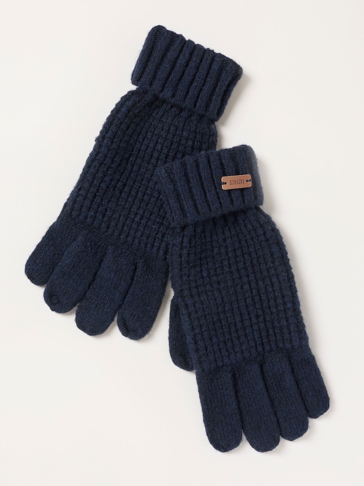 FatFace Navy Waffle Gloves - Image 1 of 3