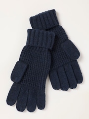 FatFace Navy Waffle Gloves - Image 2 of 3