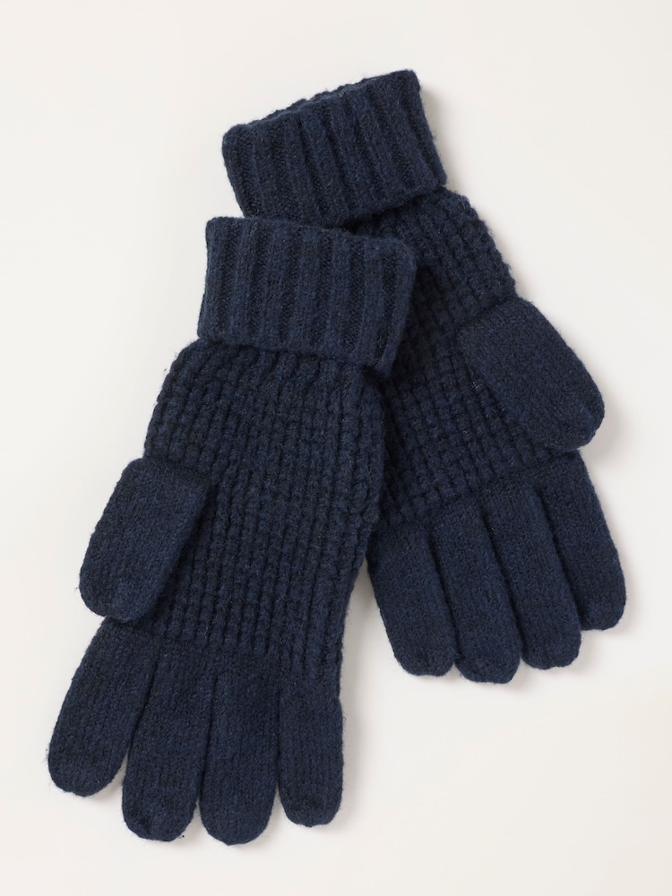 FatFace Navy Waffle Gloves - Image 2 of 3