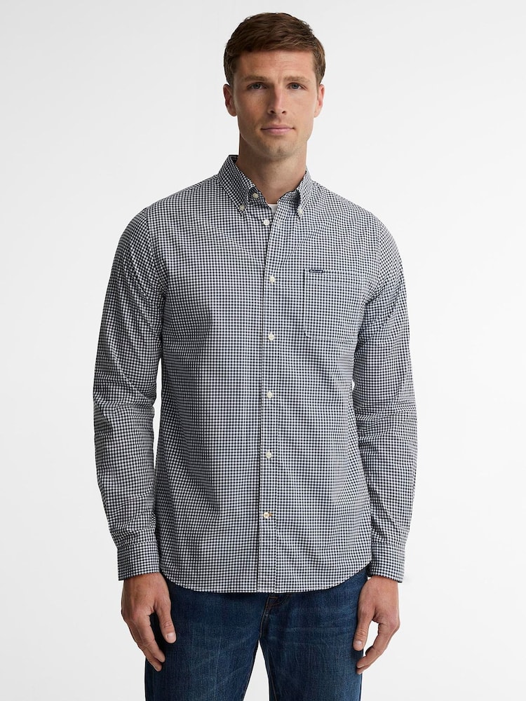 Barbour® Navy Harbourwall Tailored Gingham Shirt - Image 1 of 4 Barbour® Navy Harbourwall Tailored Gingham Shirt - Image 1 of 4