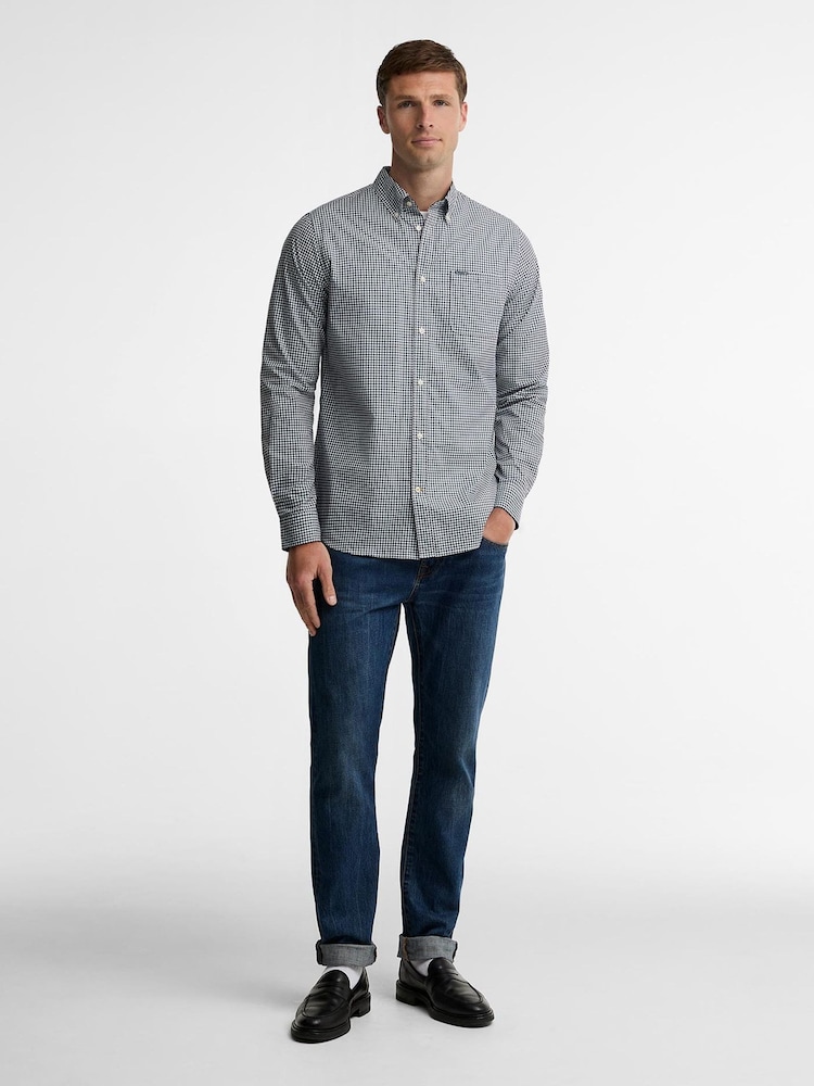 Barbour® Navy Harbourwall Tailored Gingham Shirt - Image 2 of 4 Barbour® Navy Harbourwall Tailored Gingham Shirt - Image 2 of 4