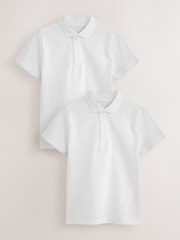 Alb - Tricou polo cu mânecă scurtă COOLMAX® pentru școală, pachet 2 (3-16ani) - Imaginea 1 din 4