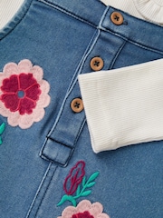 Monsoon Blue Baby Denim Dungaree & Rib Top Set - Image 3 of 3