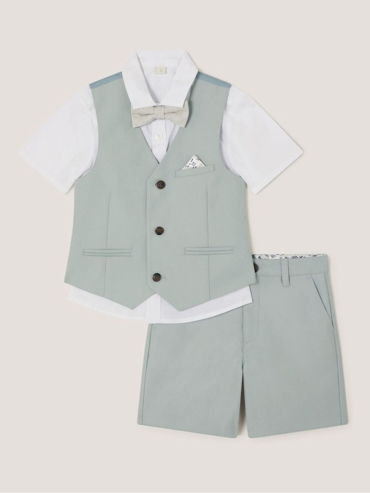 Monsoon Green Finn Short Suit & Bow Tie 4 Piece - Image 2 of 4