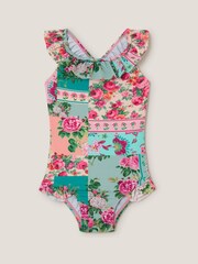 Monsoon Green Baby Patchwork Floral Swimsuit - Image 1 of 3