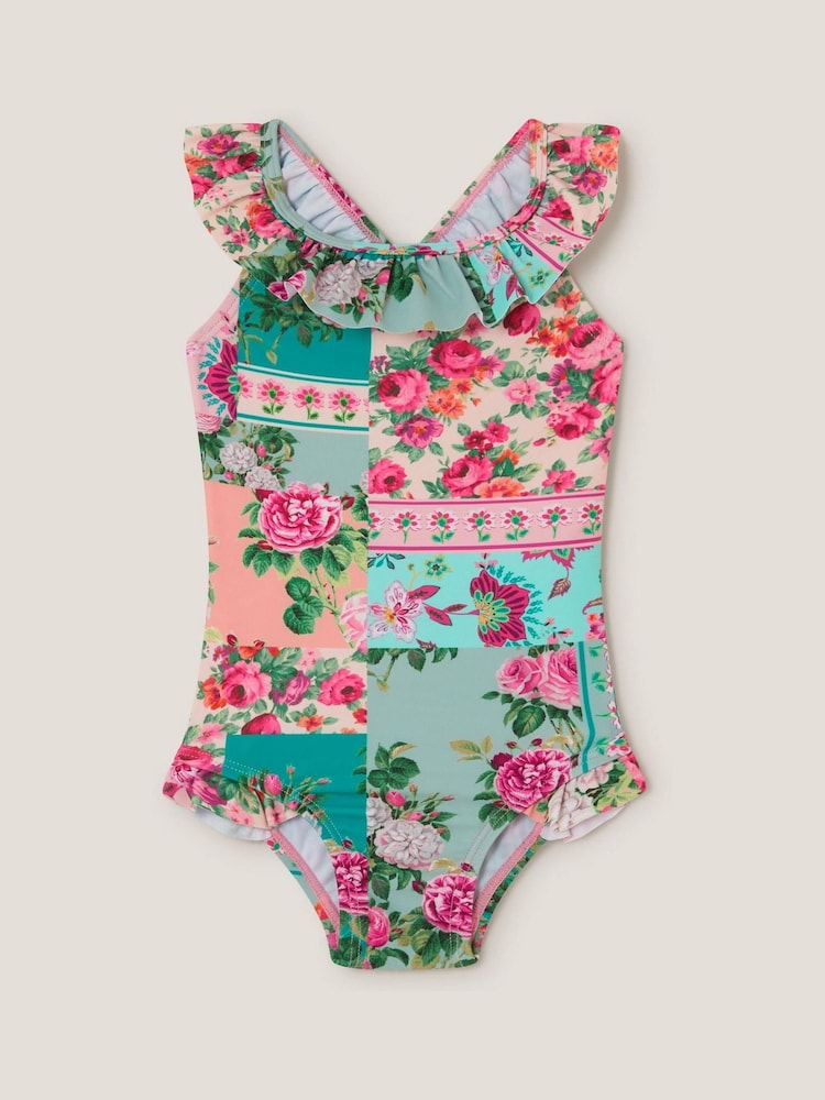 Monsoon Green Baby Patchwork Floral Swimsuit - Image 1 of 3