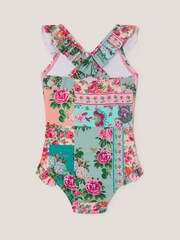 Monsoon Green Baby Patchwork Floral Swimsuit - Image 2 of 3
