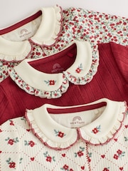 Berry Floral Collar Baby Sleepsuits 3 Pack (0mths-2yrs) - Image 11 of 13