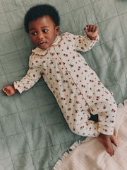 Berry Floral Collar Baby Sleepsuits 3 Pack (0mths-2yrs) - Image 3 of 13