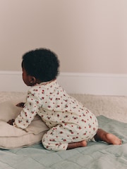 Berry Floral Collar Baby Sleepsuits 3 Pack (0mths-2yrs) - Image 4 of 13