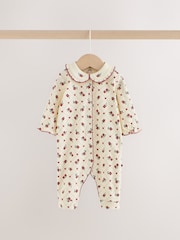 Berry Floral Collar Baby Sleepsuits 3 Pack (0mths-2yrs) - Image 6 of 13