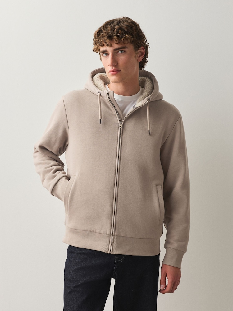 Бейтарап тас - Borg Lined Zip Through Hoodie - 12суретінің 1 суреті