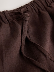 self. Chocolate Brown Beach Shorts with Linen - Image 5 of 6