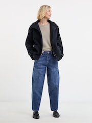 JD Williams Blue Funnel Neck Short Jacket - Image 3 of 4